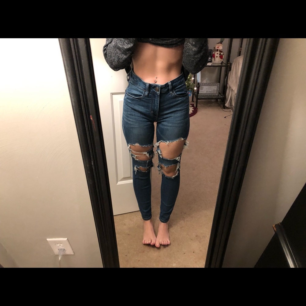Dark Ripped Short AE Jeans